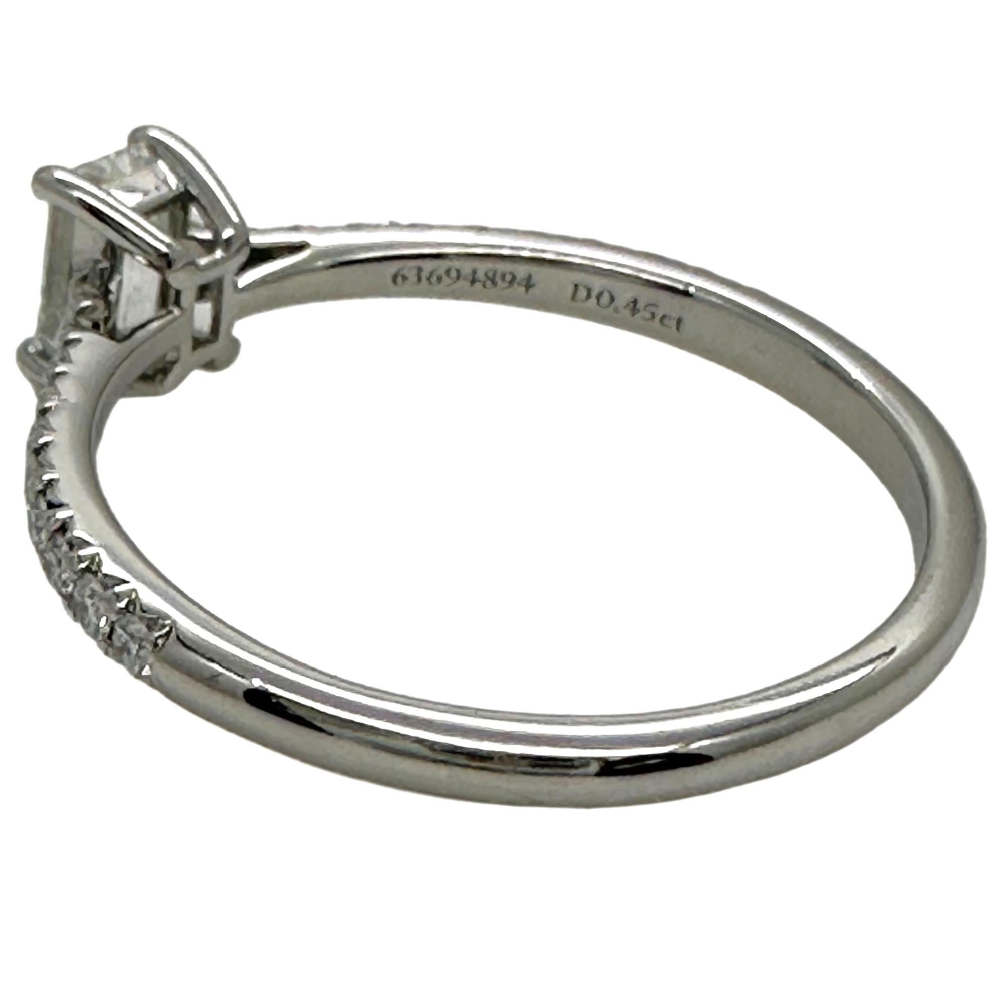 Tiffany & Co NOVO Emerald Diamond RB Diamonds Band 0.61tcw Plat Engagement Ring For Sale 2