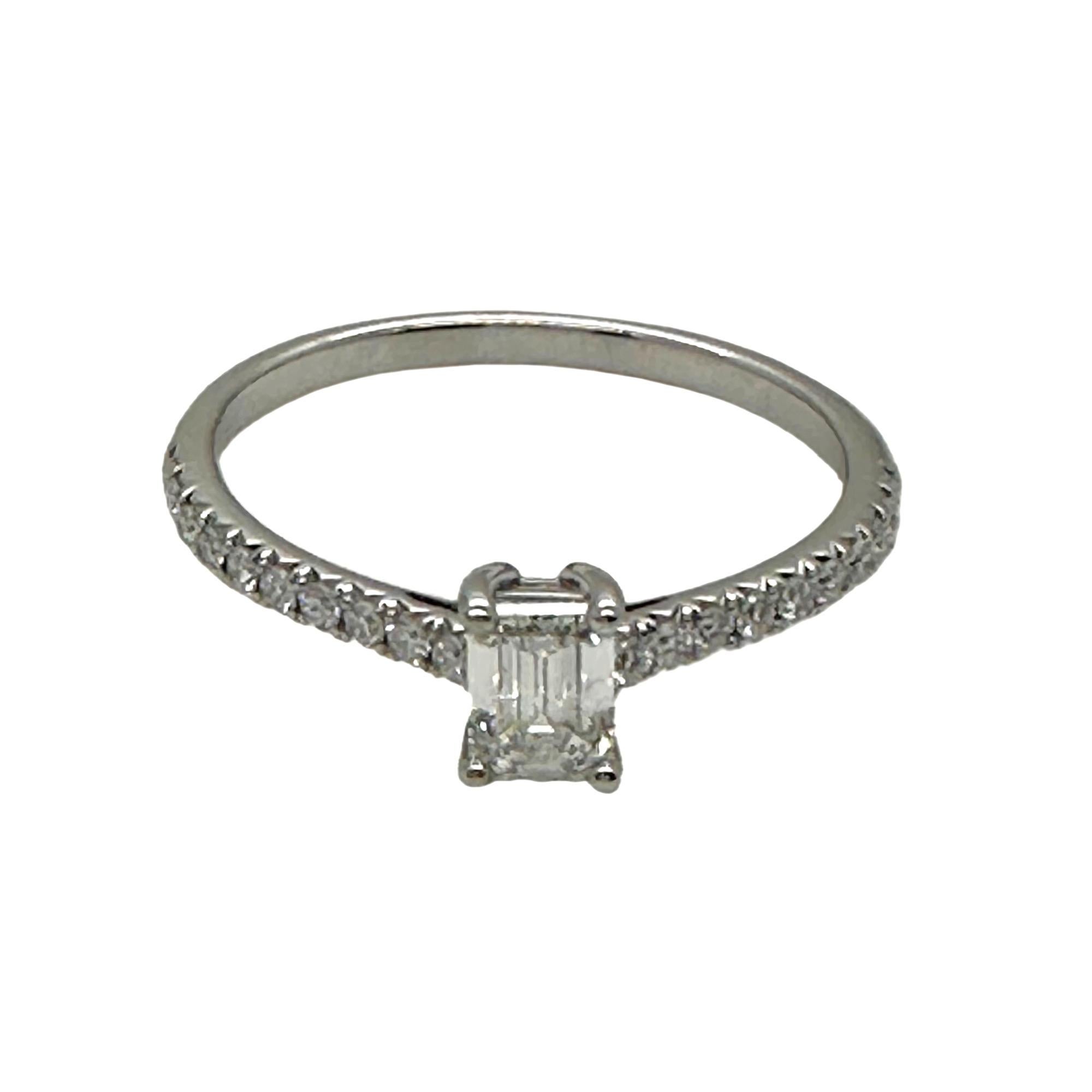 Tiffany & Co NOVO Emerald Diamond RB Diamonds Band 0.61tcw Plat Engagement Ring For Sale 3