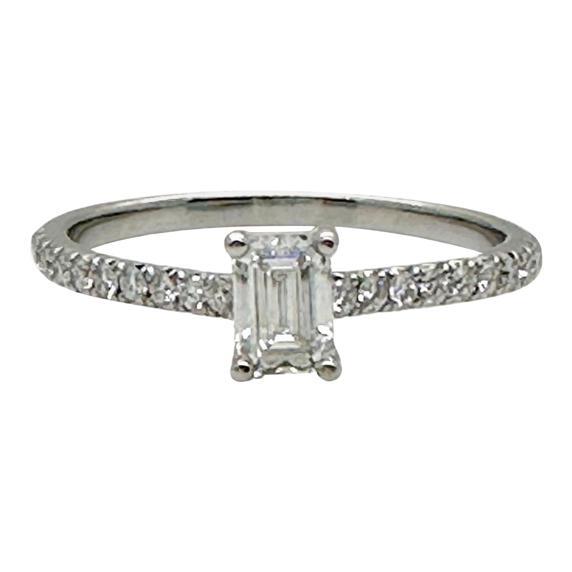 Tiffany & Co NOVO Bague de fiançailles diamant émeraude RB Diamonds Band 0.61tcw Plat
