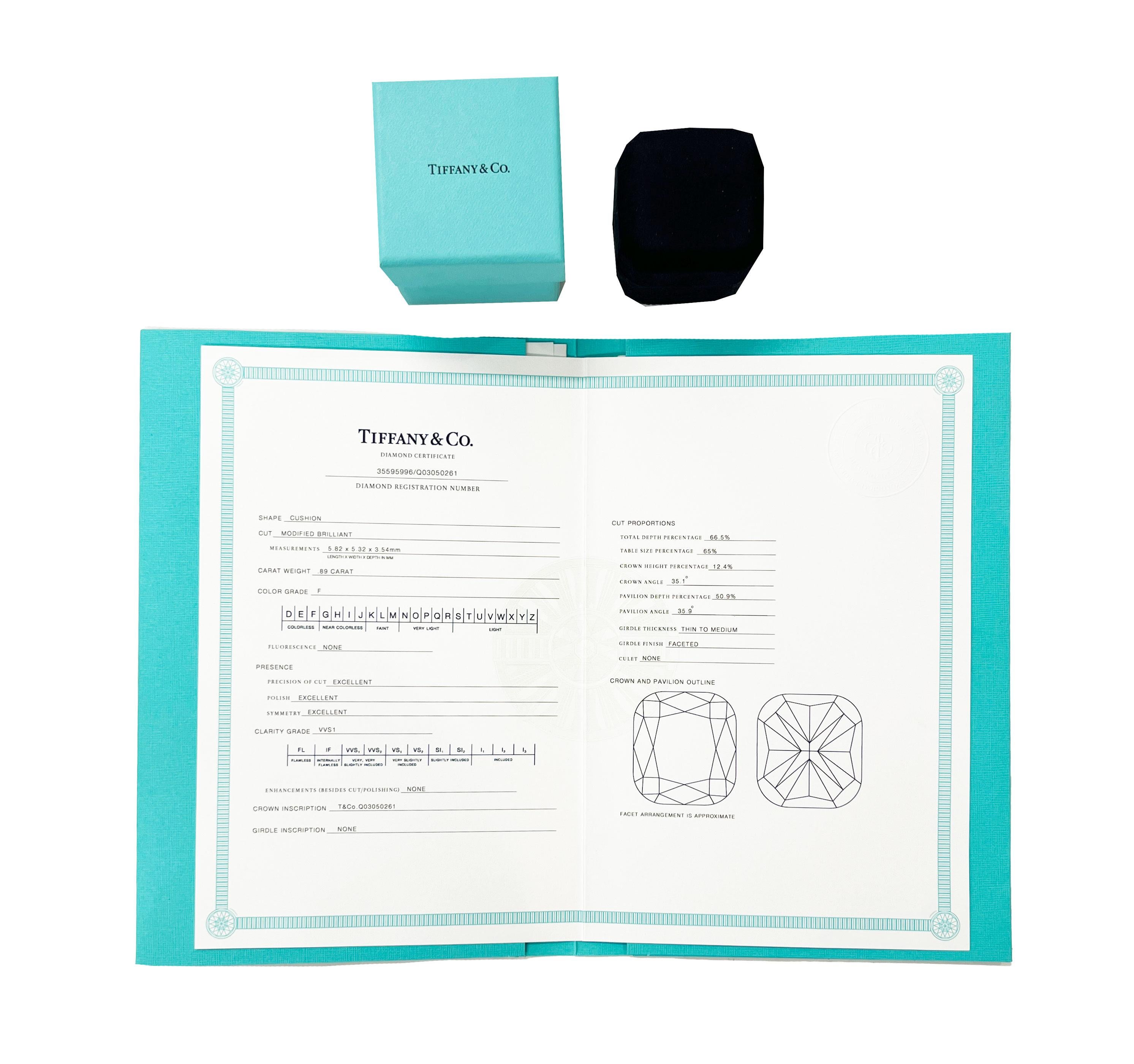 Tiffany & Co. Novo Engagement Ring in  Platinum F VVS1 1.05 CTW For Sale 1