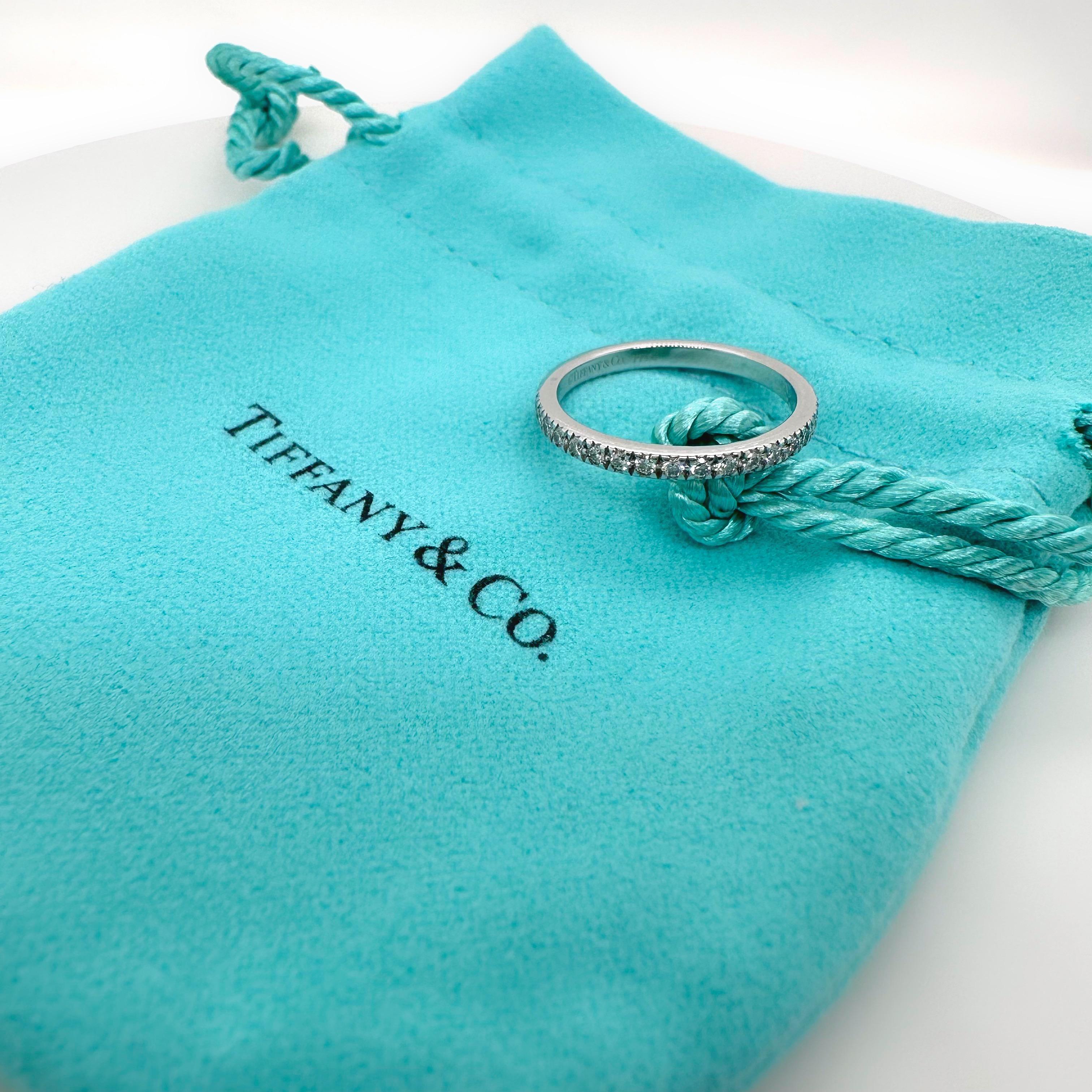 Women's or Men's Tiffany & Co Novo Full Circle Diamond Wedding Band Ring Platinum For Sale