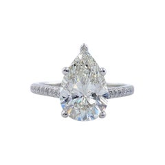 Tiffany & Co Novo Pear Shape Diamond 2.88 Tcw Engagement Ring Plat Papers Box