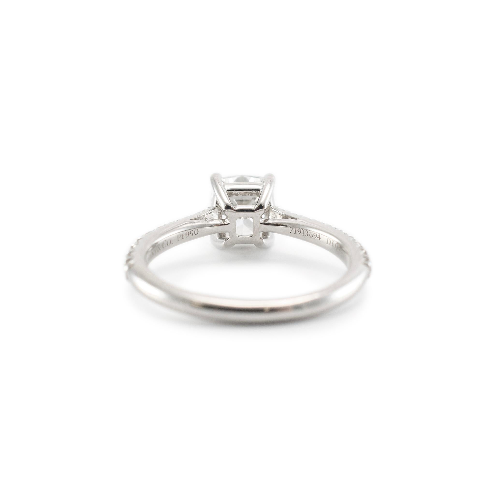 Tiffany & Co. Novo Platin 1,03 Karat Kissenschliff H VVS1 Diamant-Verlobungsring 1