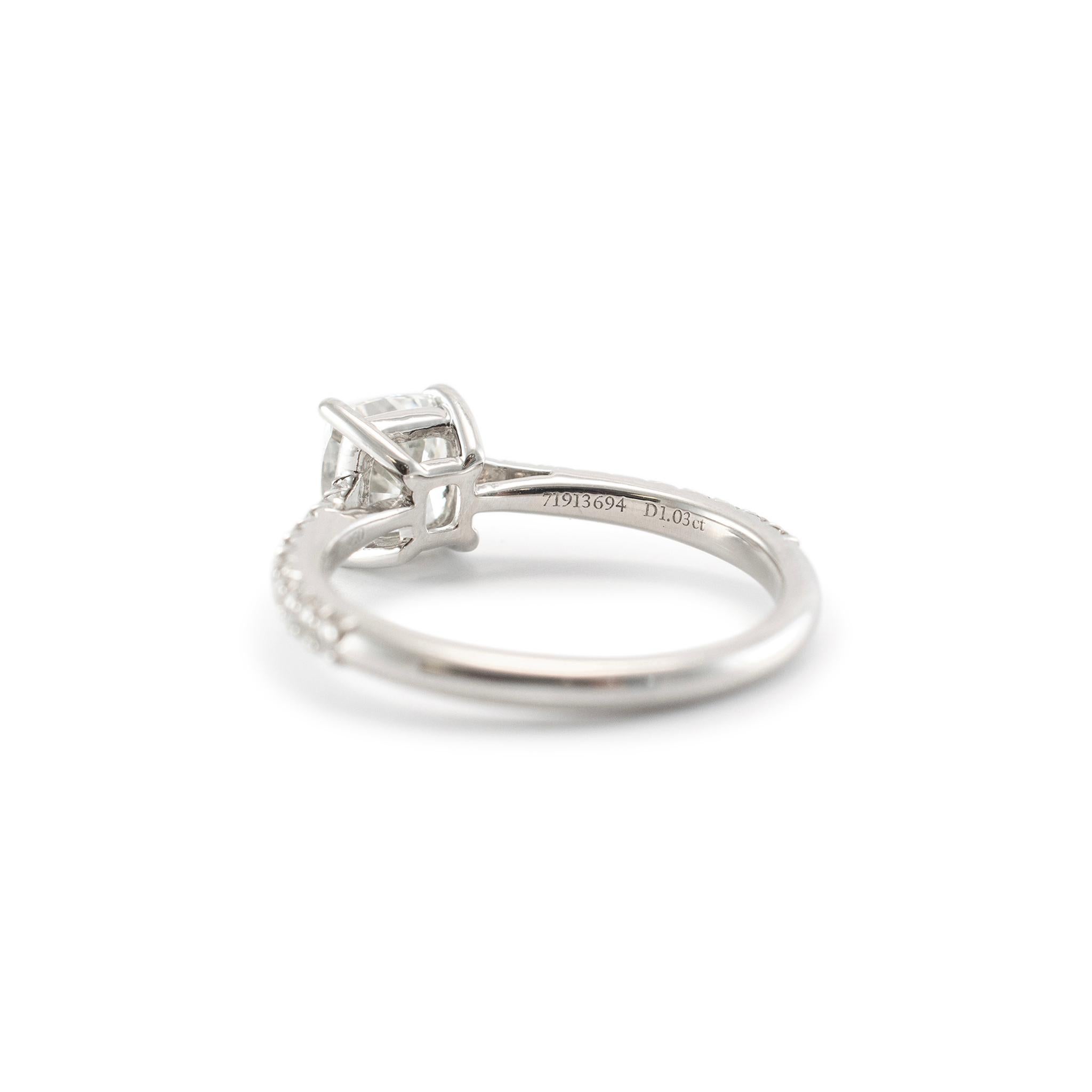 Tiffany & Co. Novo Platin 1,03 Karat Kissenschliff H VVS1 Diamant-Verlobungsring 3