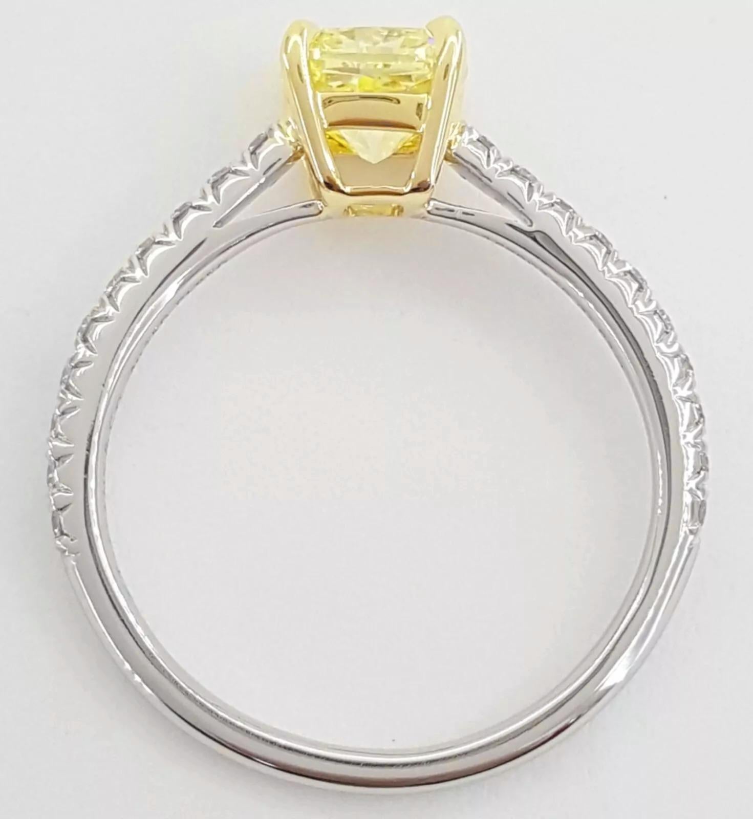 Women's or Men's Tiffany & Co. NOVO Platinum Fancy Intense Yellow Diamond Engagement Ring For Sale
