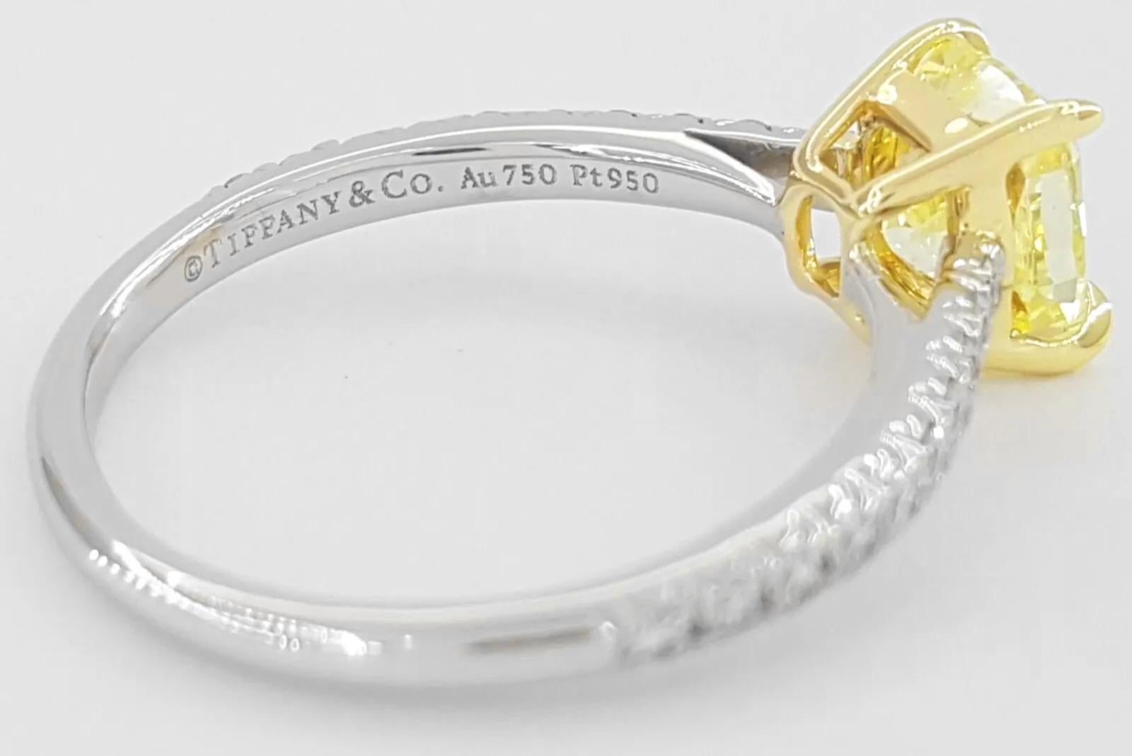 Tiffany & Co. NOVO Platinum Fancy Intense Yellow Diamond Engagement Ring For Sale 1