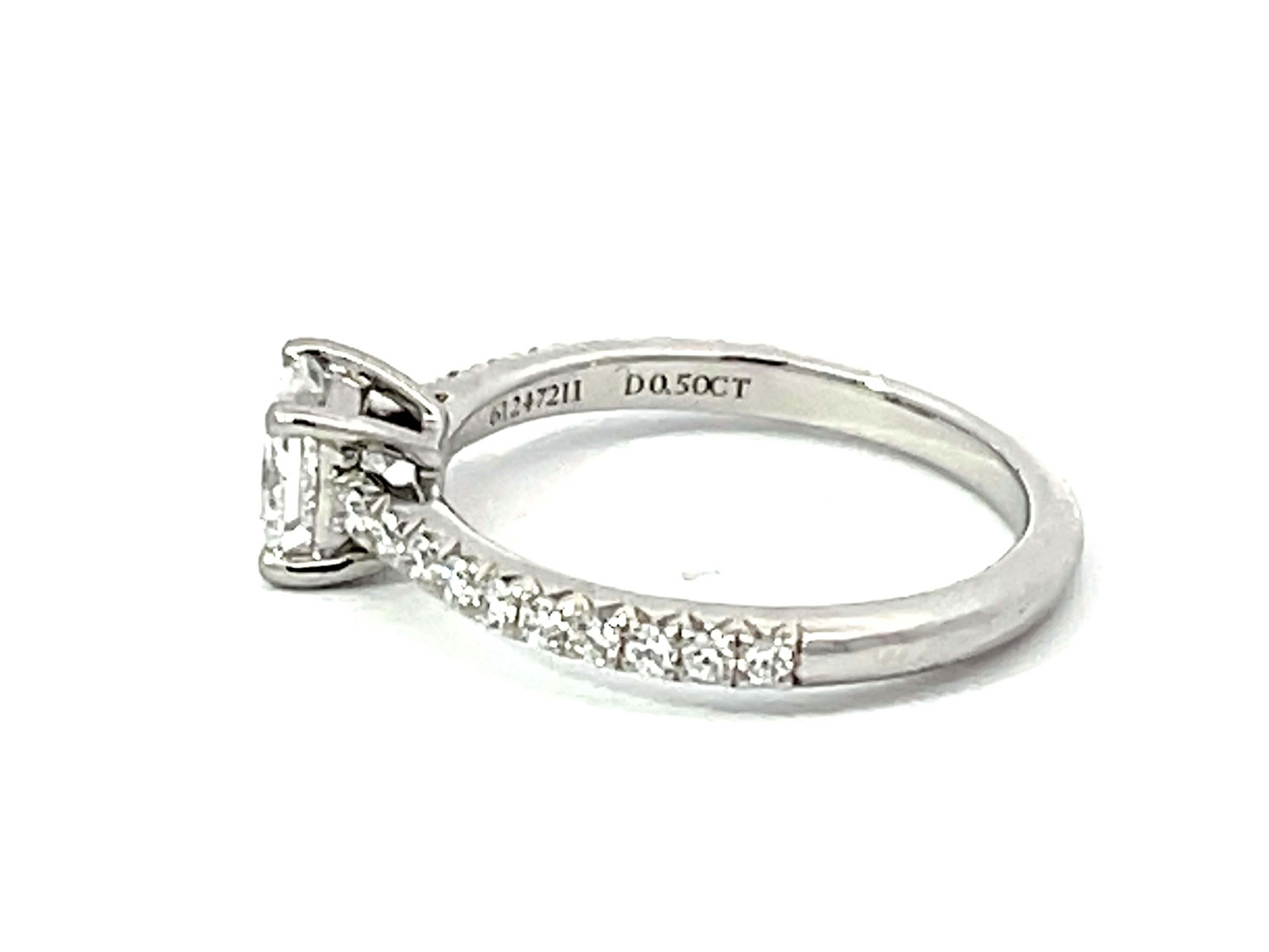 Tiffany & Co. Novo Princess Cut Engagement Ring in Platinum, G VVS1 0.51 Ct In Excellent Condition For Sale In Honolulu, HI