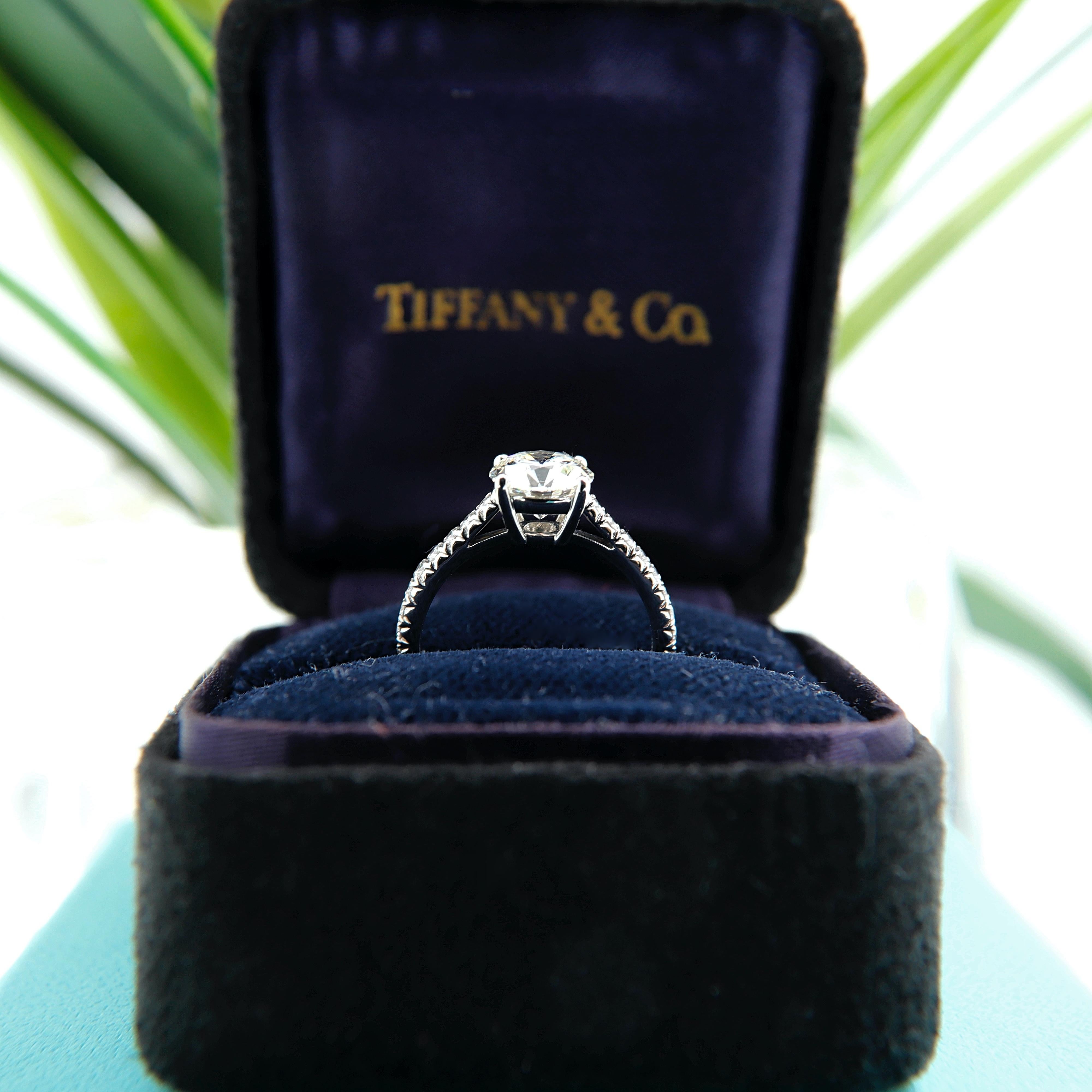 Round Cut Tiffany & Co. Novo Round Diamond Engagement Ring 1.21 Carat in Platinum
