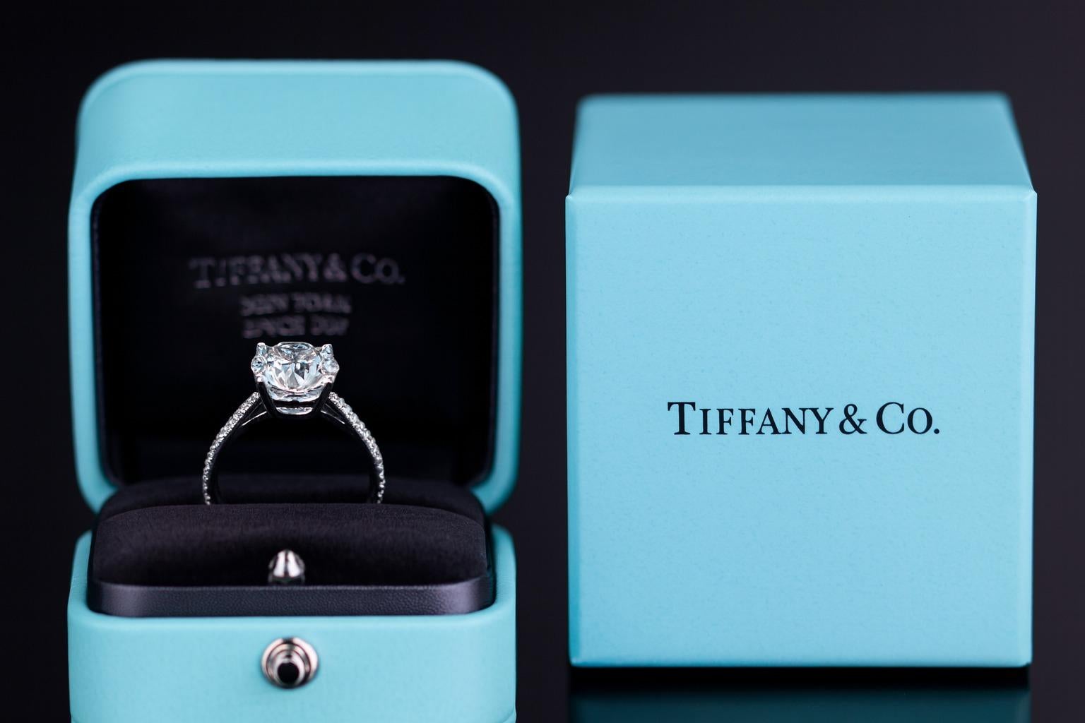 Women's or Men's Tiffany & Co. Novo Round Diamond Platinum Engagement Ring For Sale