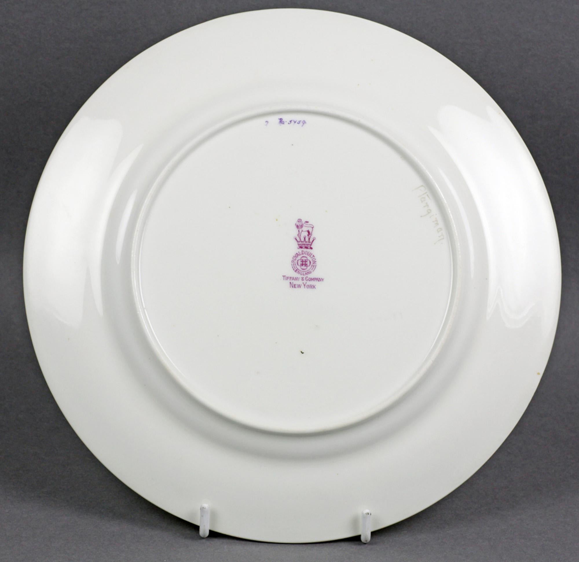 Tiffany & Co NY Joseph Hancock Royal Doulton Ptarmigan Painted Porcelain Plate In Good Condition For Sale In Bishop's Stortford, Hertfordshire