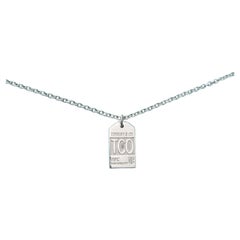 Tiffany & Co. NYC Luggage Tag Charm Sterling Silver Pendant Necklace