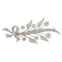 Antique Tiffany & Co. Old European Cut Natural Diamond Leaf Brooch Pin Platinum & Gold