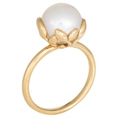 Tiffany & Co Olive Leaf Pearl Ring Estate Sz 6 18k Yellow Gold Paloma Picasso