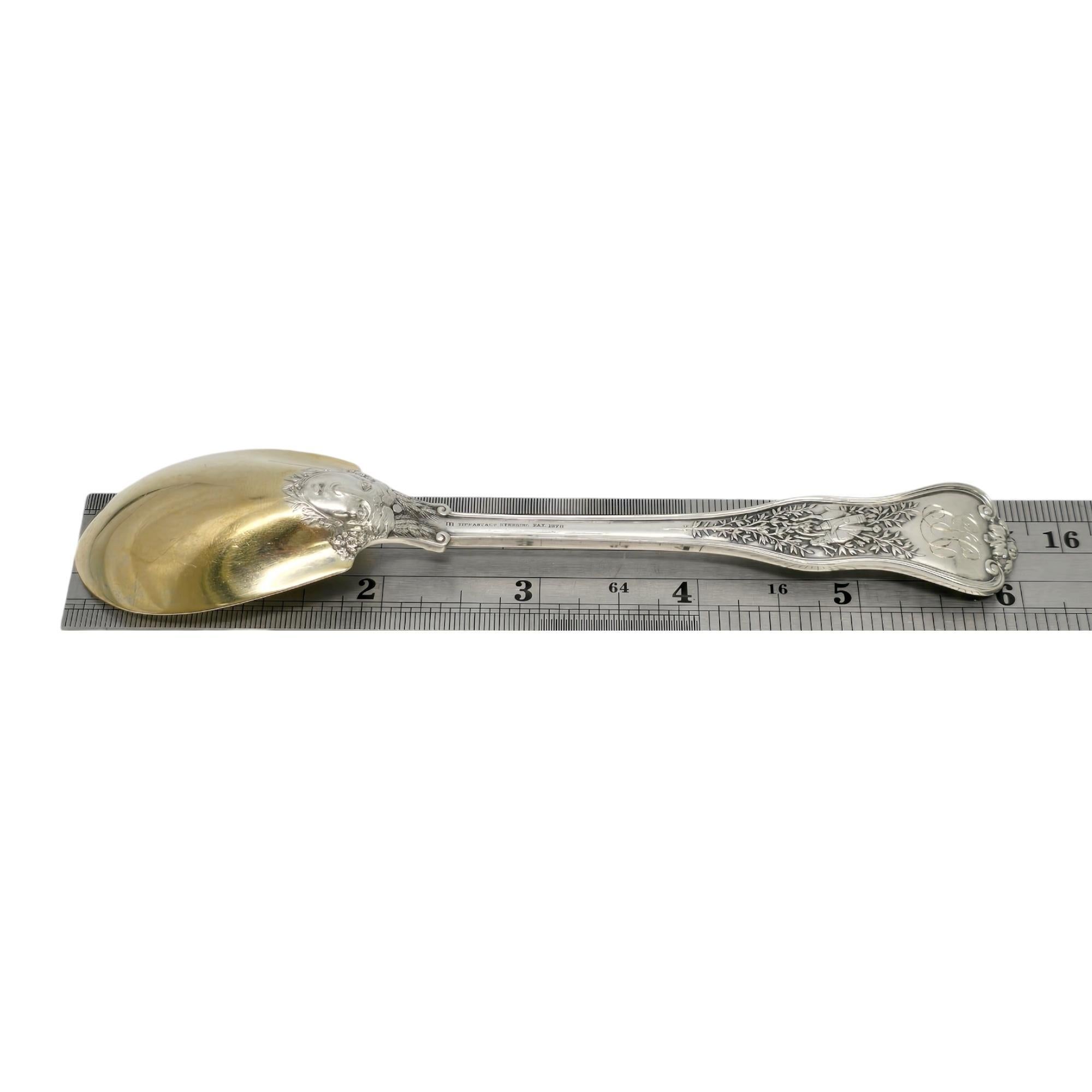 Tiffany & Co Olympian Sterling Silver Gold Wash Bowl Ice Cream Spoon Mono #20366 6