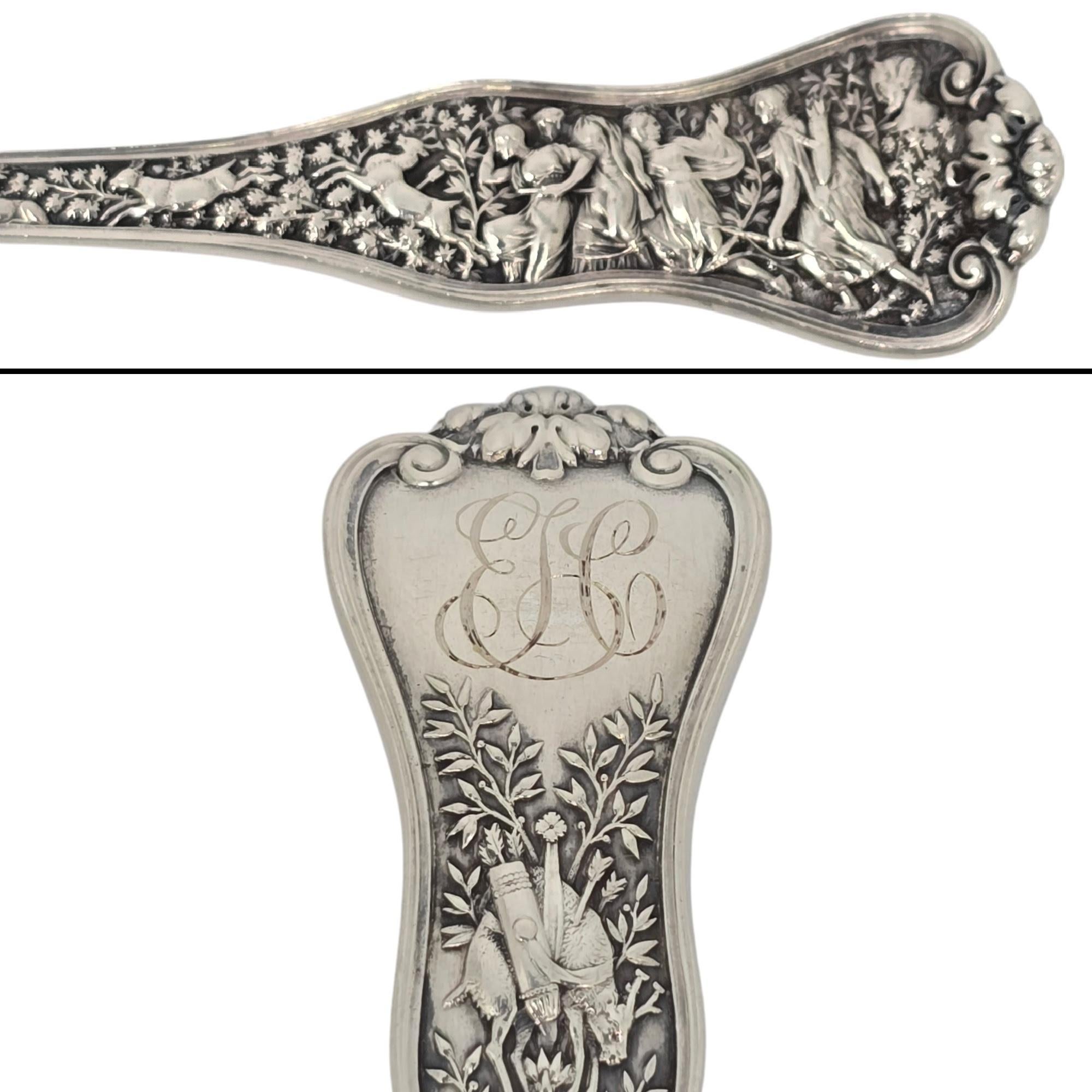 Tiffany & Co Olympian Sterling Silver Gold Wash Bowl Ice Cream Spoon Mono #20366 4