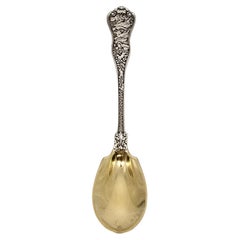 Tiffany & Co Olympian Sterling Silver Gold Wash Bowl Ice Cream Spoon Mono #20366