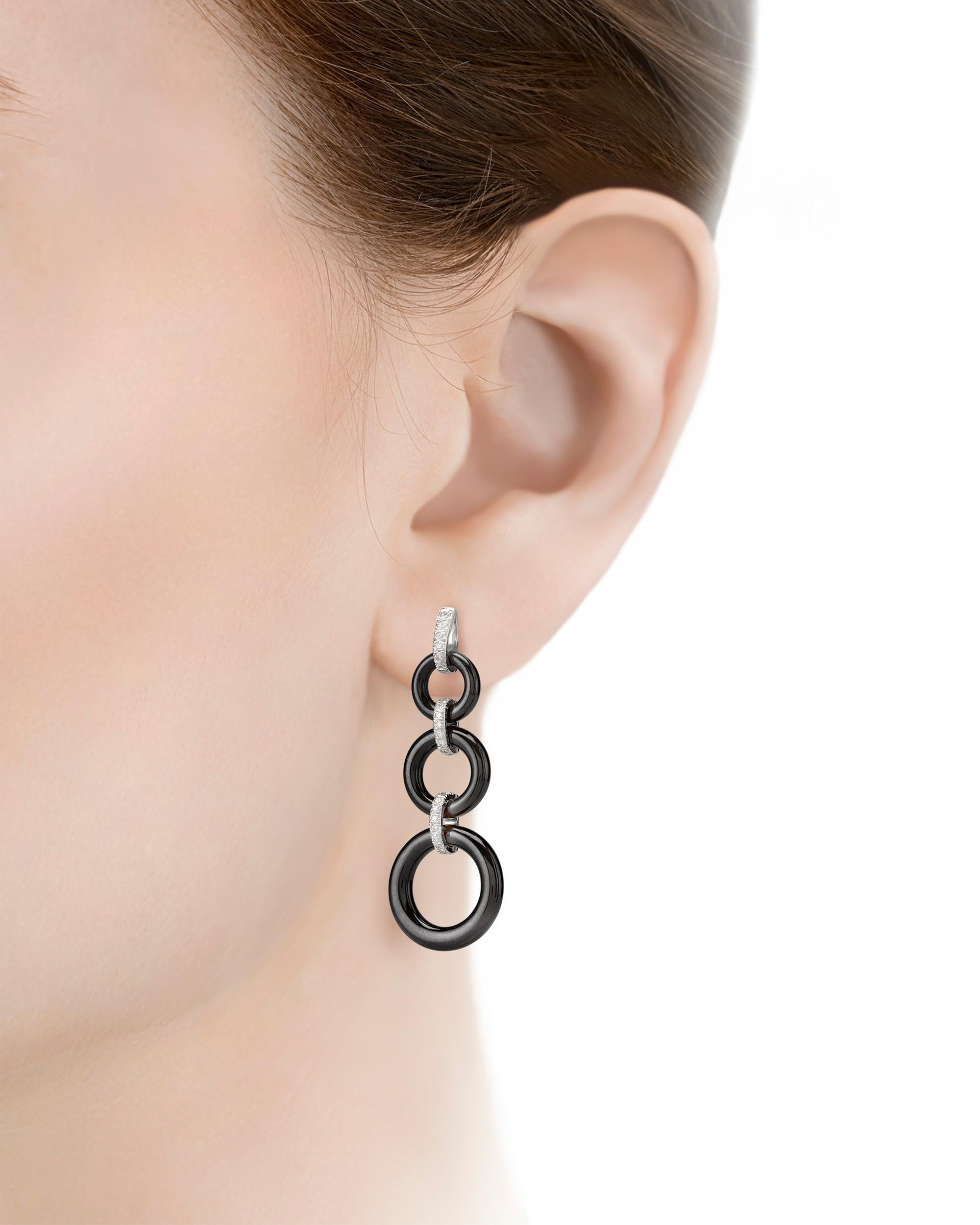 Modern Tiffany & Co. Onyx and Diamond Earrings