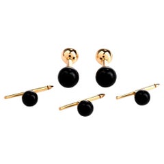 Tiffany & Co. Onyx Bead 14 Karat Yellow Gold Men’s Tuxedo Cufflink Stud Set