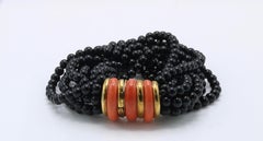 Tiffany & Co. Onyx, Coral and Gold Bracelet