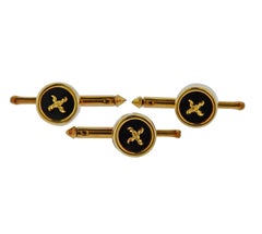 Tiffany & Co. Onyx Gold Button Cufflinks Studs Set