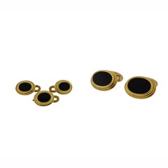 Tiffany & Co. Onyx Gold Cufflinks Studs Set