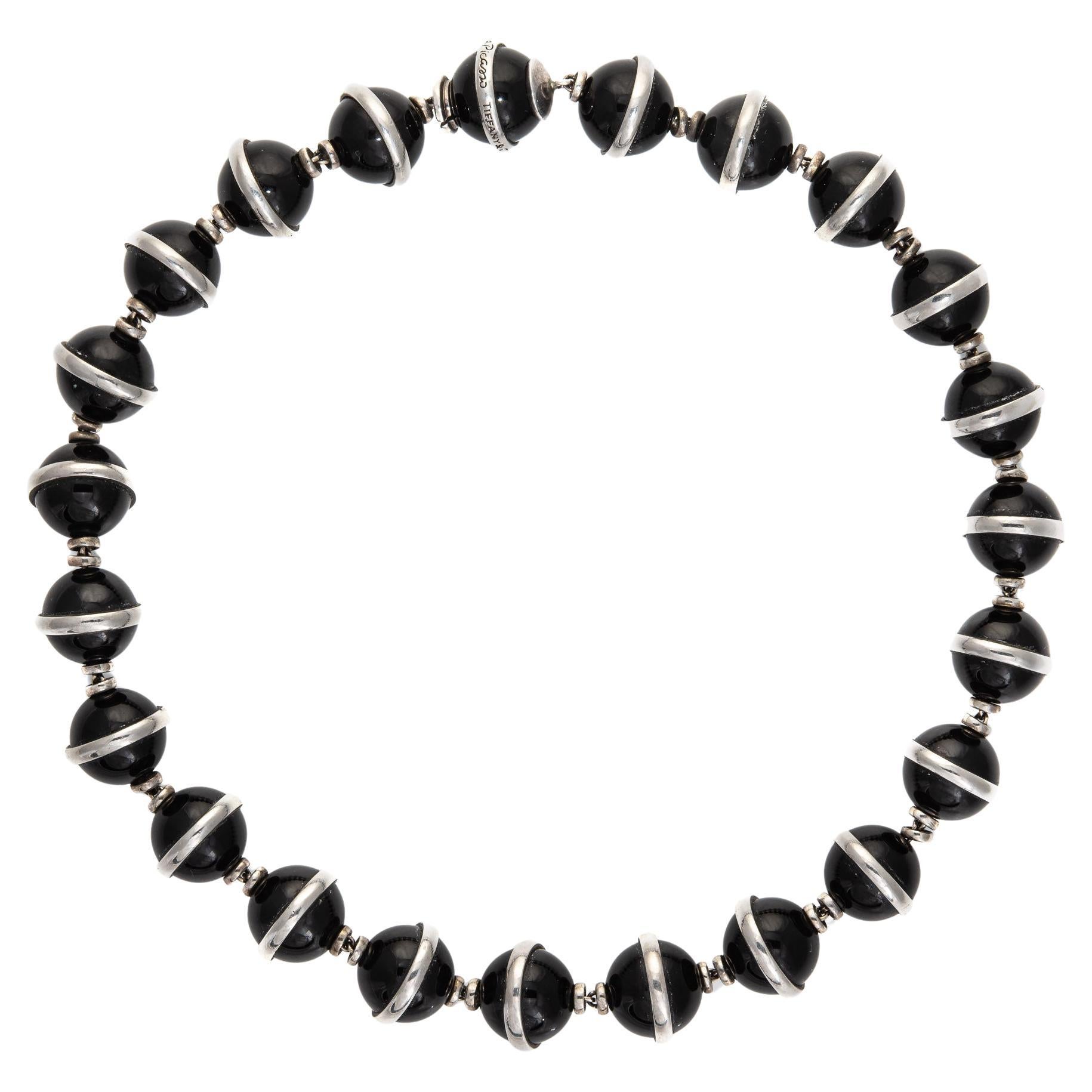 Tiffany and Co. Onyx Necklace Paloma Picasso Sterling Silver Orb Jewelry  For Sale at 1stDibs
