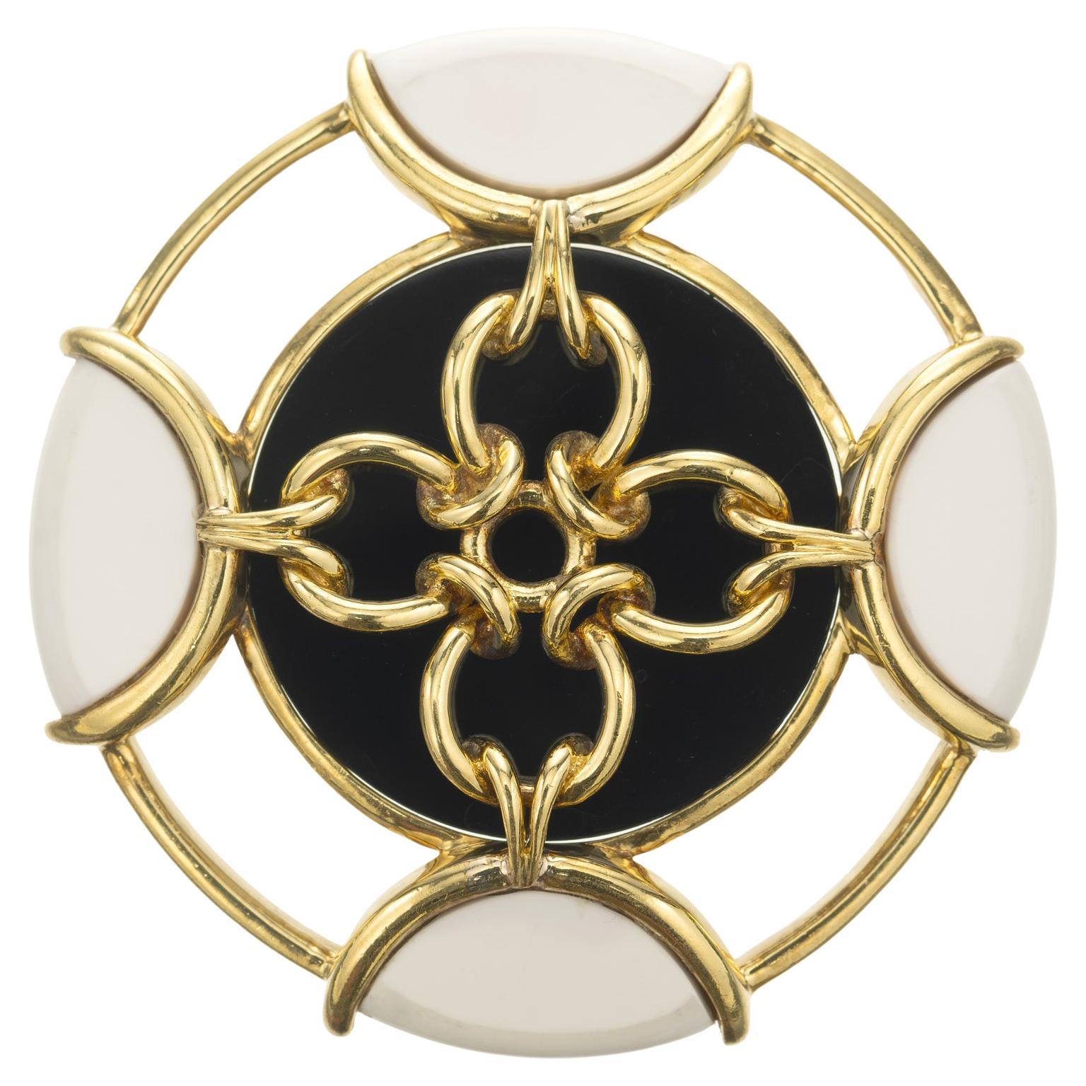 Tiffany & Co. Onyx Pristine Gold Brooch Pendant