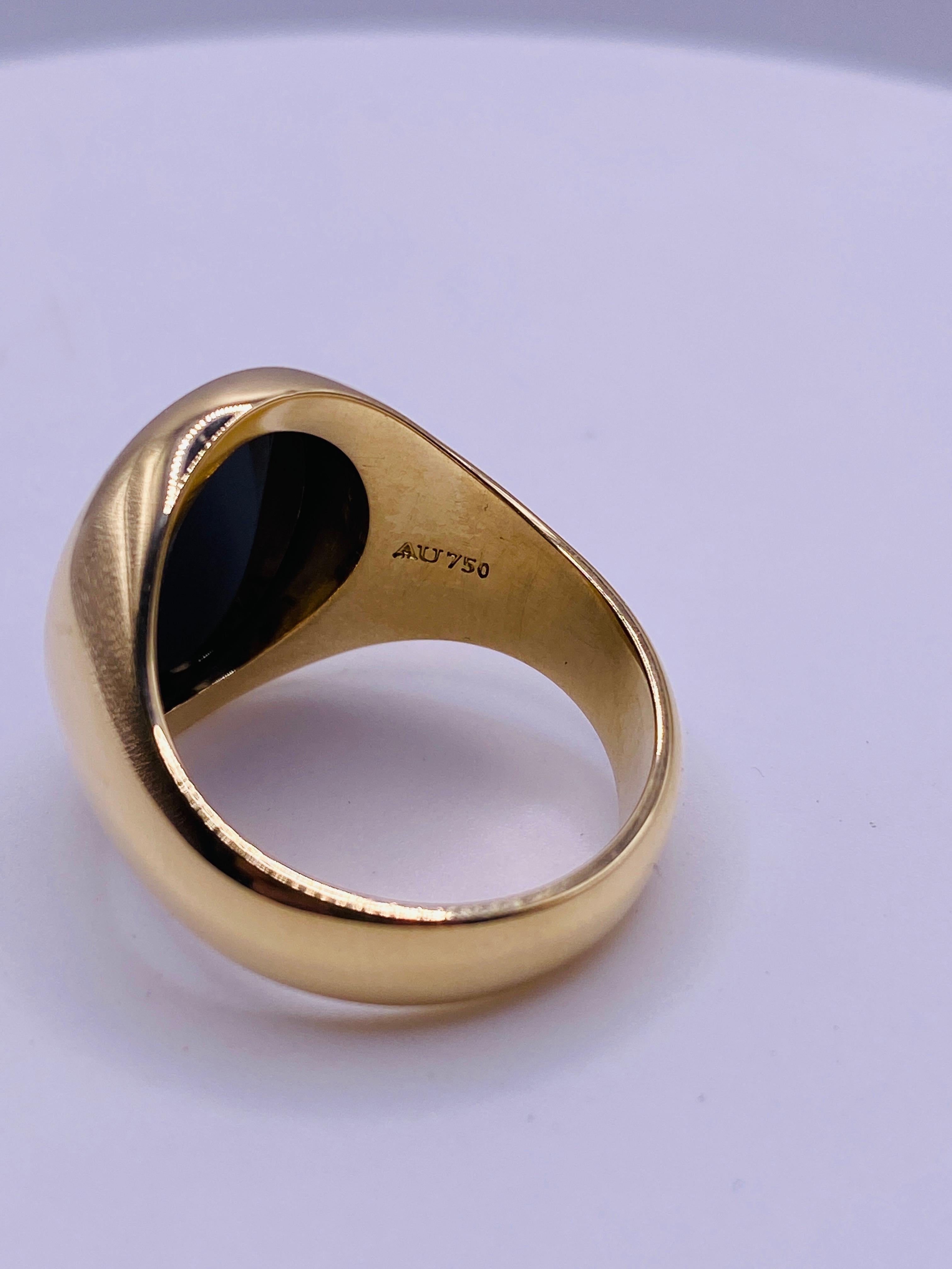 Oval Cut Tiffany & Co Onyx Yellow Gold Signet Ring