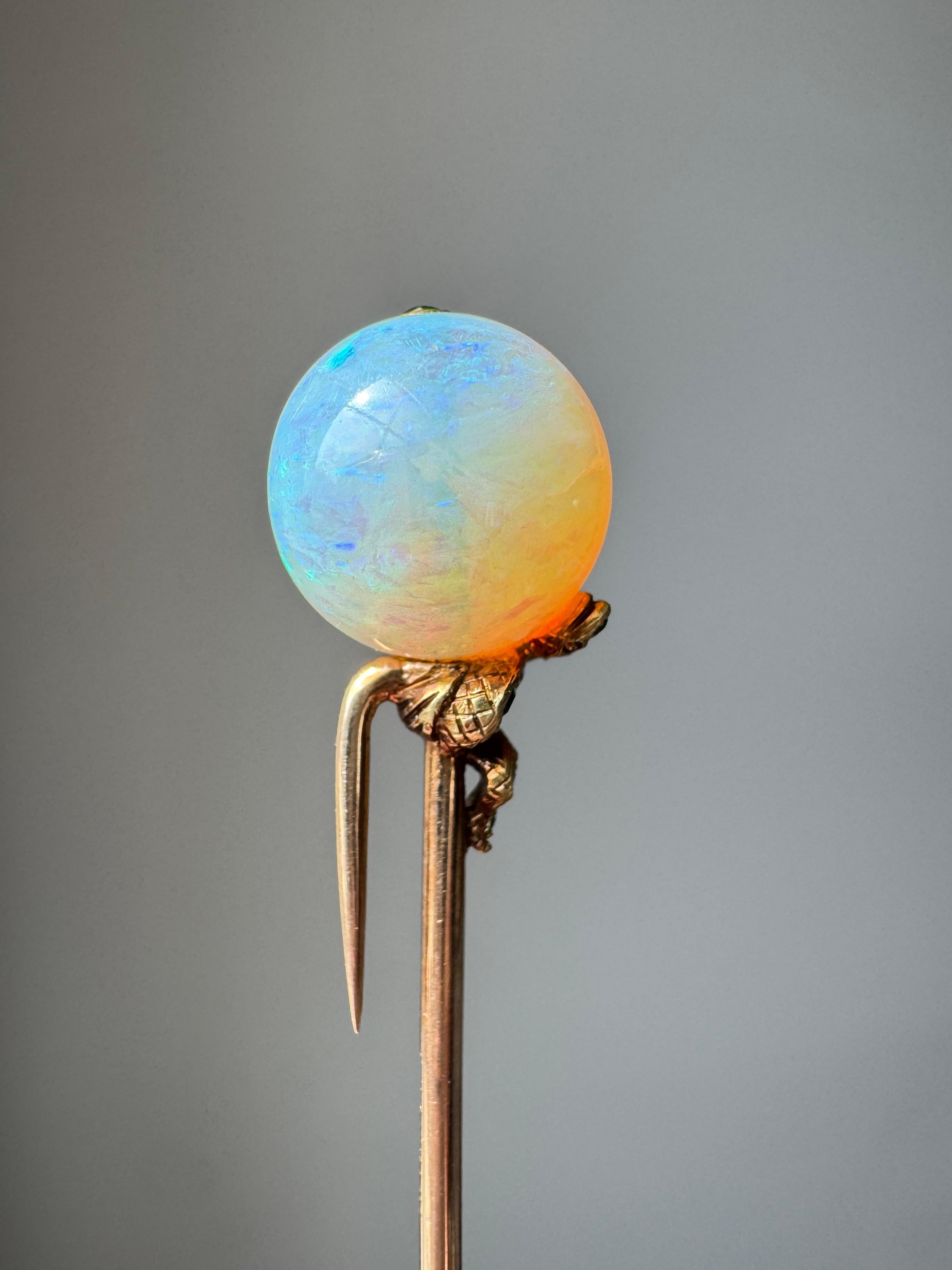 Tiffany & Co. Opal and Demantoid Snake Stick Pin In Good Condition For Sale In Hummelstown, PA