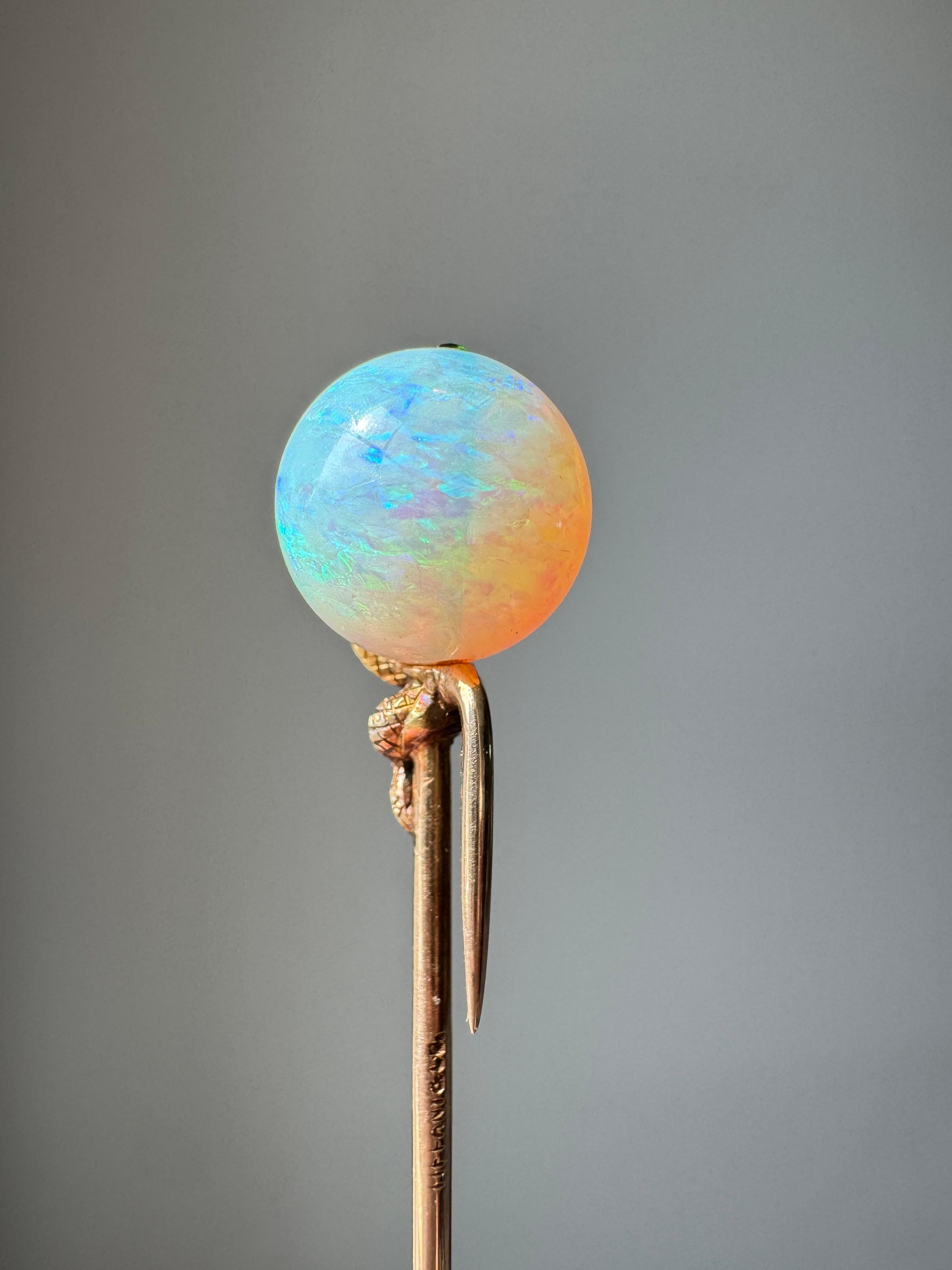 Women's or Men's Tiffany & Co. Opal and Demantoid Snake Stick Pin For Sale