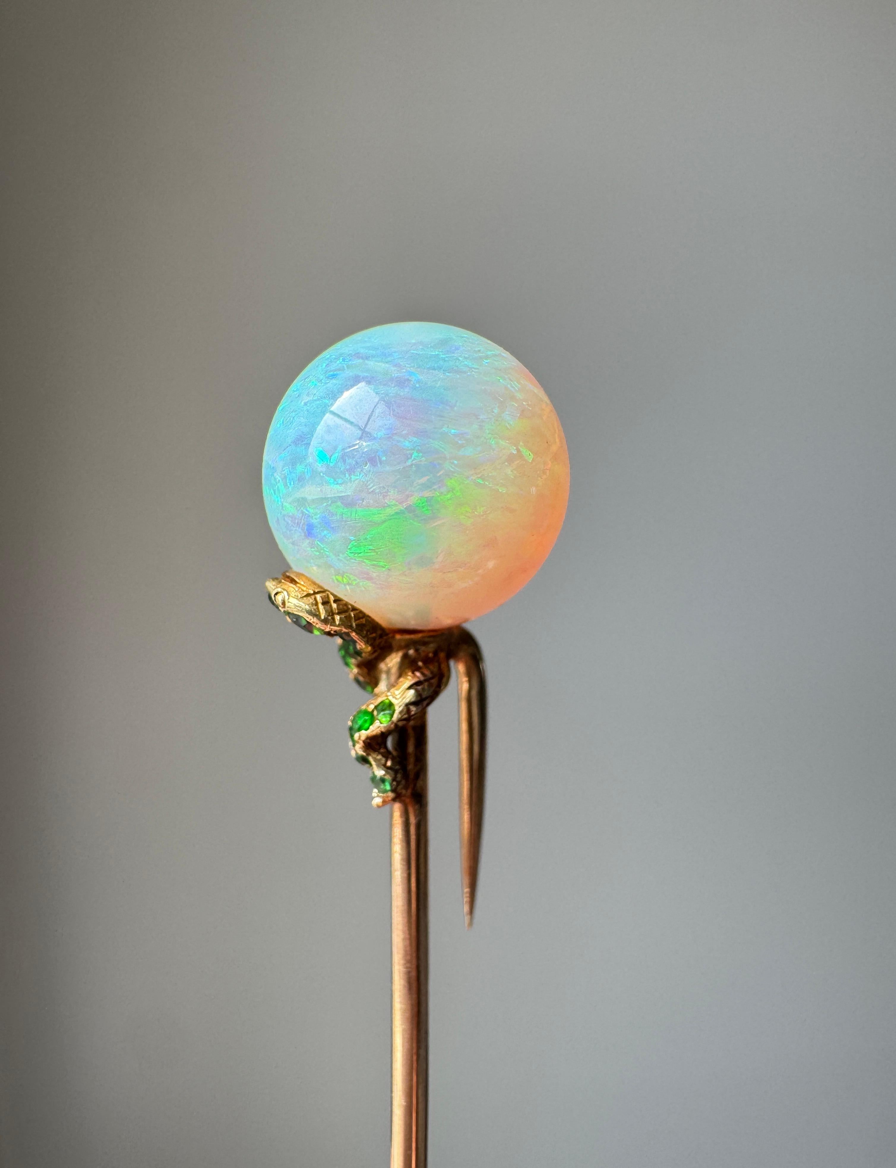 Tiffany & Co. Opal and Demantoid Snake Stick Pin For Sale 1
