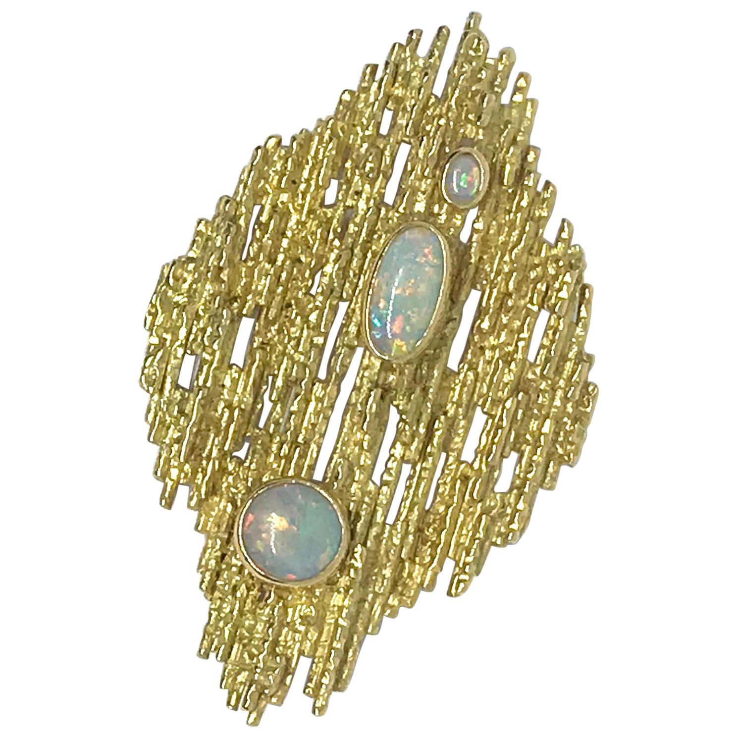 Tiffany & Co. Opal and Yellow Gold Brooch or Pendant For Sale