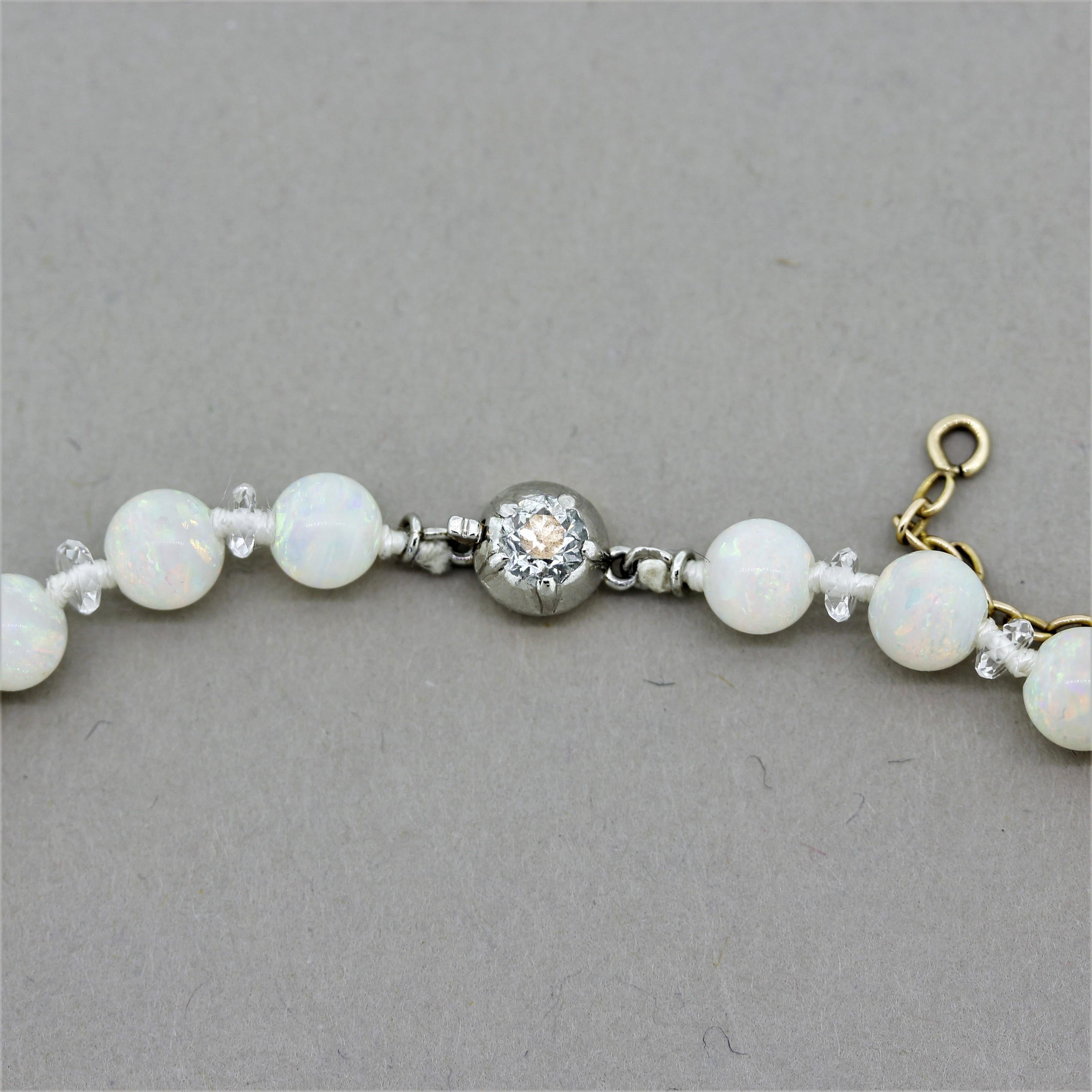 Tiffany & Co. Halskette aus Gold mit Opalperlen, Diamanten und Kristallen Damen