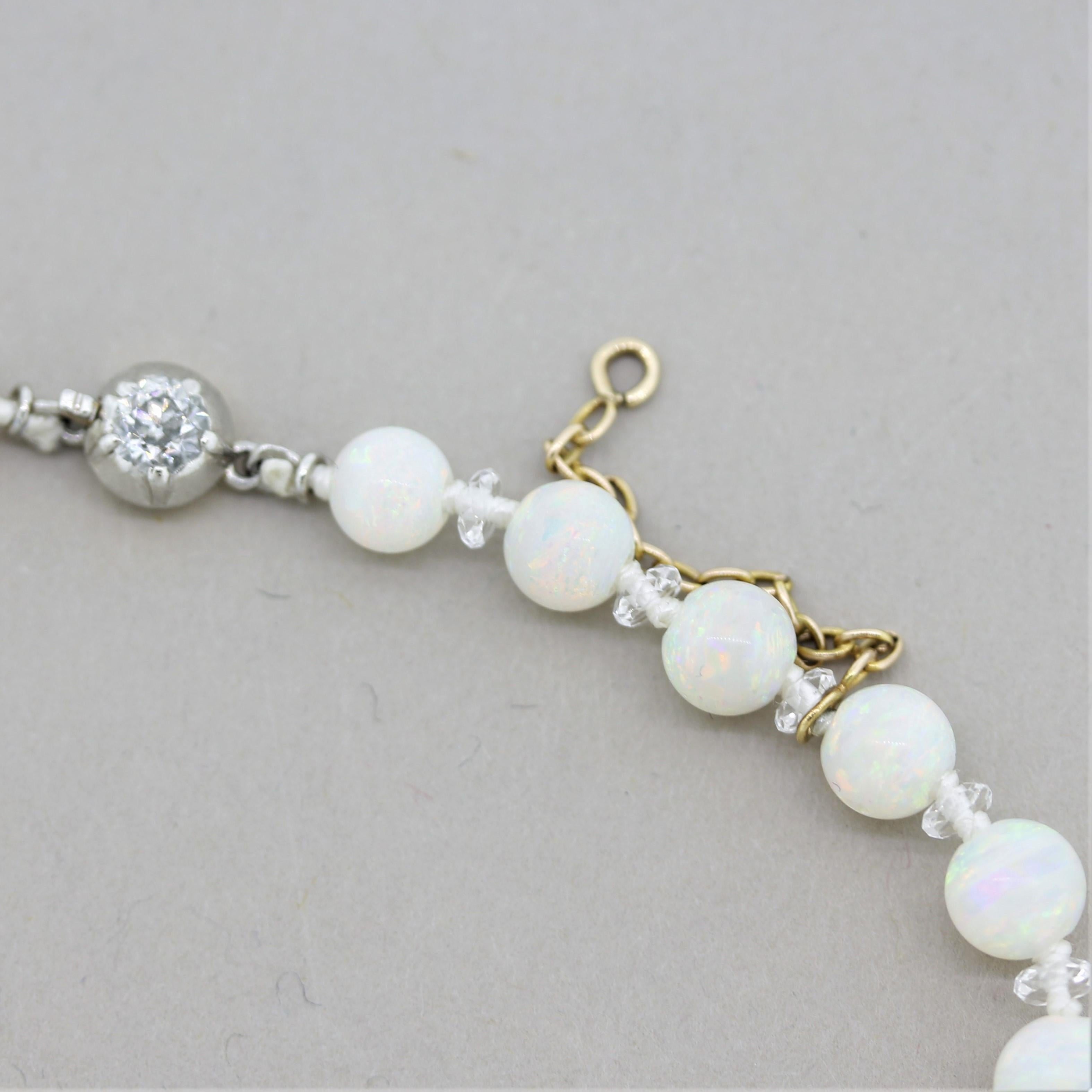Tiffany & Co. Halskette aus Gold mit Opalperlen, Diamanten und Kristallen 2