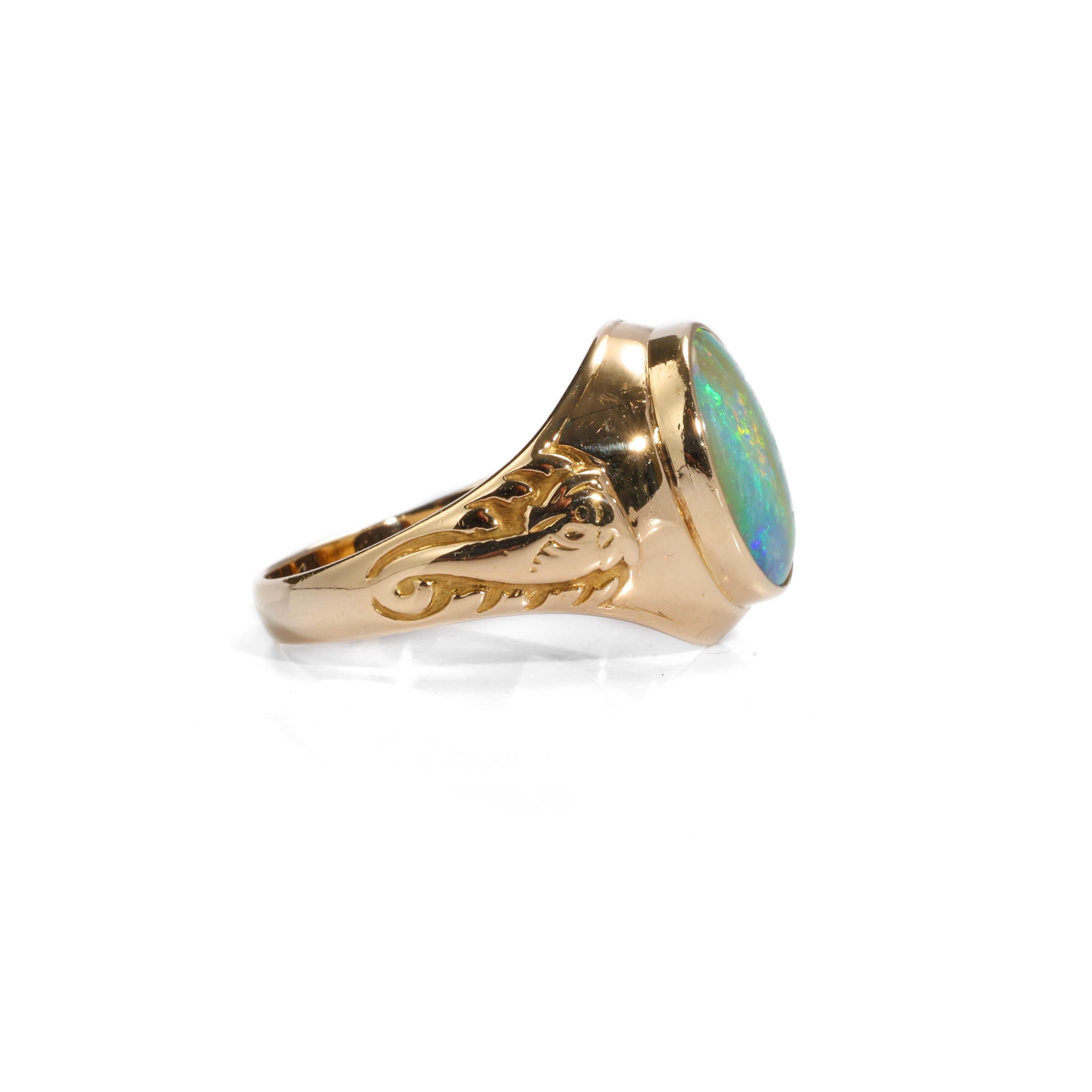Cabochon Tiffany & Co. Opal Ring Art Deco Size 9.5