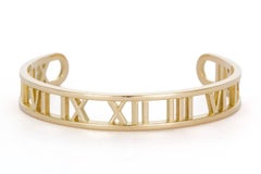 Tiffany & Co. Open Atlas Roman Numeral 18 Karat Yellow Gold Cuff Bracelet