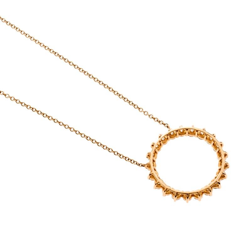 Contemporary Tiffany & Co. Open Circle Diamond 18k Rose Gold Pendant Necklace