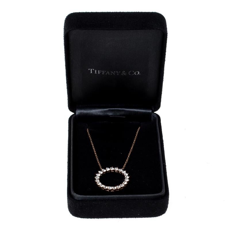 Tiffany & Co. Open Circle Diamond 18k Rose Gold Pendant Necklace 1