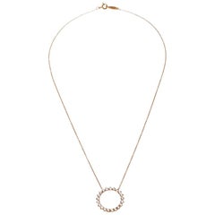 Tiffany & Co. Open Circle Diamond 18k Rose Gold Pendant Necklace