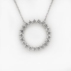 Tiffany & Co. Open Circle Platinum Diamond Medium Pendant Necklace