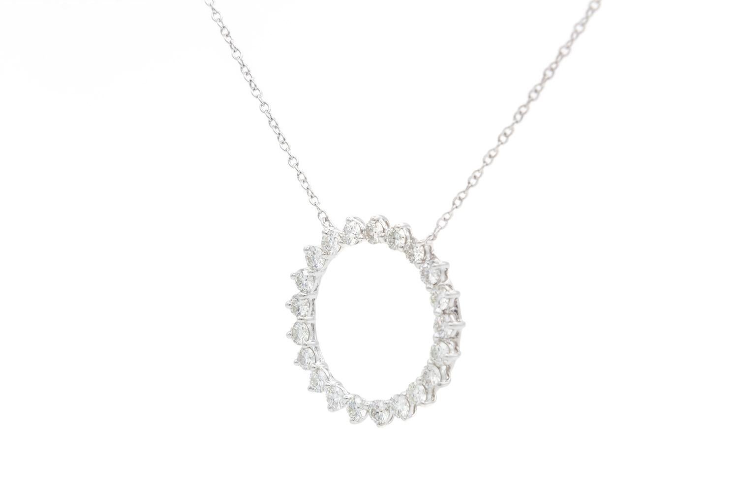 Contemporary Tiffany & Co. Open Circle Platinum & Diamond Medium Pendant Necklace