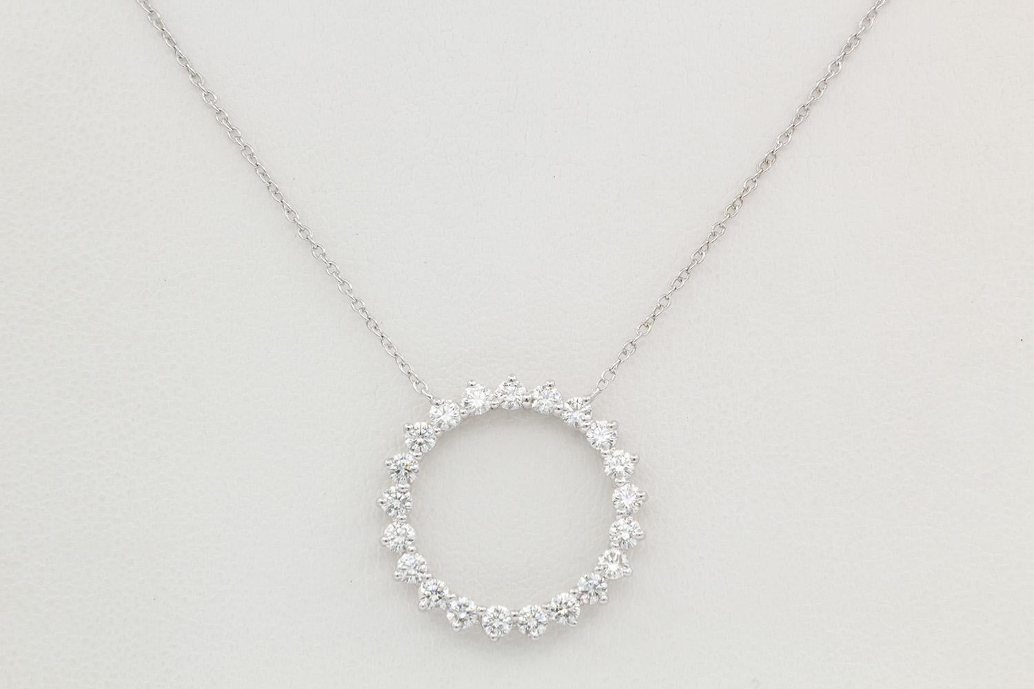 Women's Tiffany & Co. Open Circle Platinum & Diamond Medium Pendant Necklace