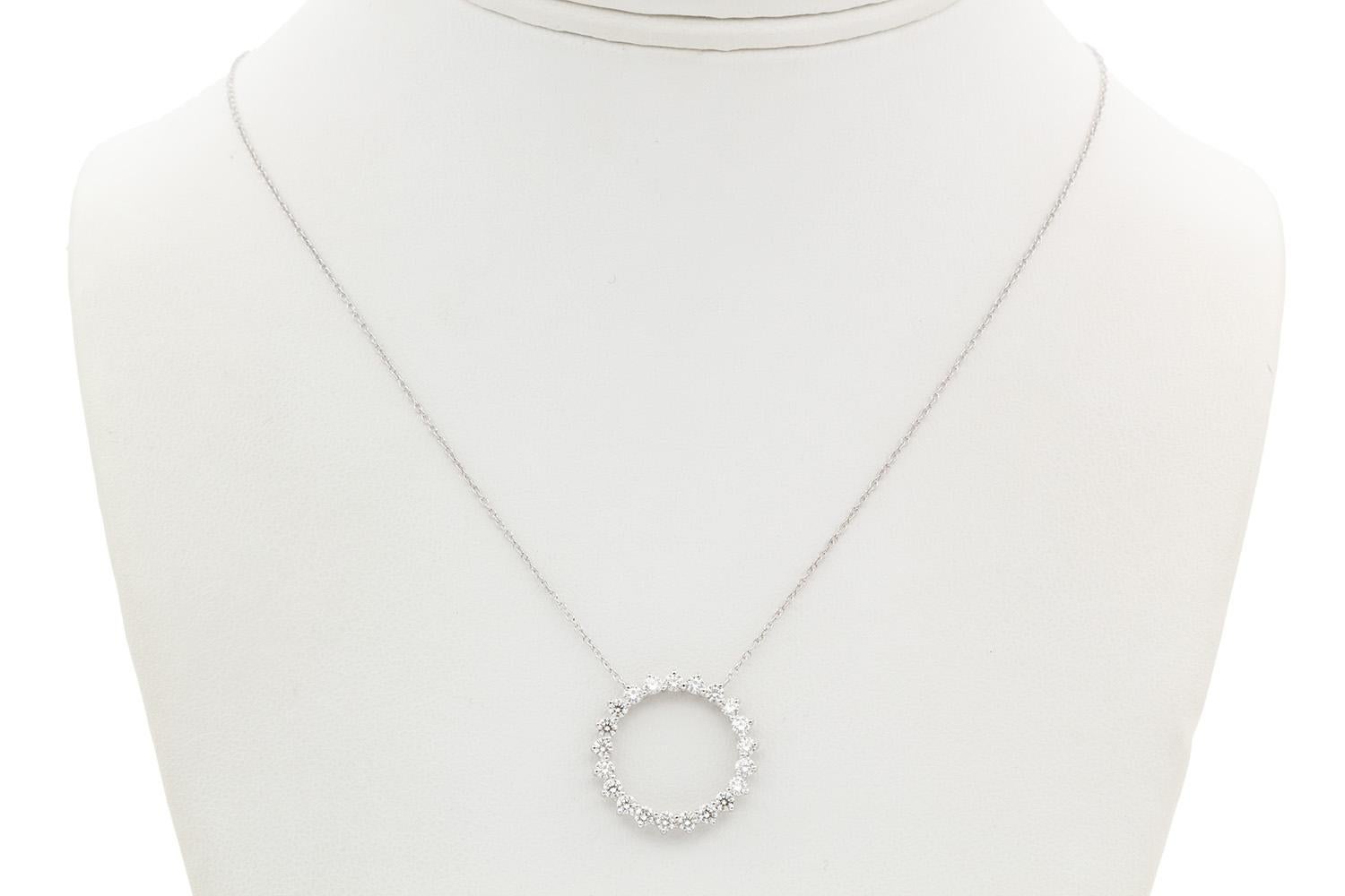 Tiffany & Co. Open Circle Platinum & Diamond Medium Pendant Necklace 1