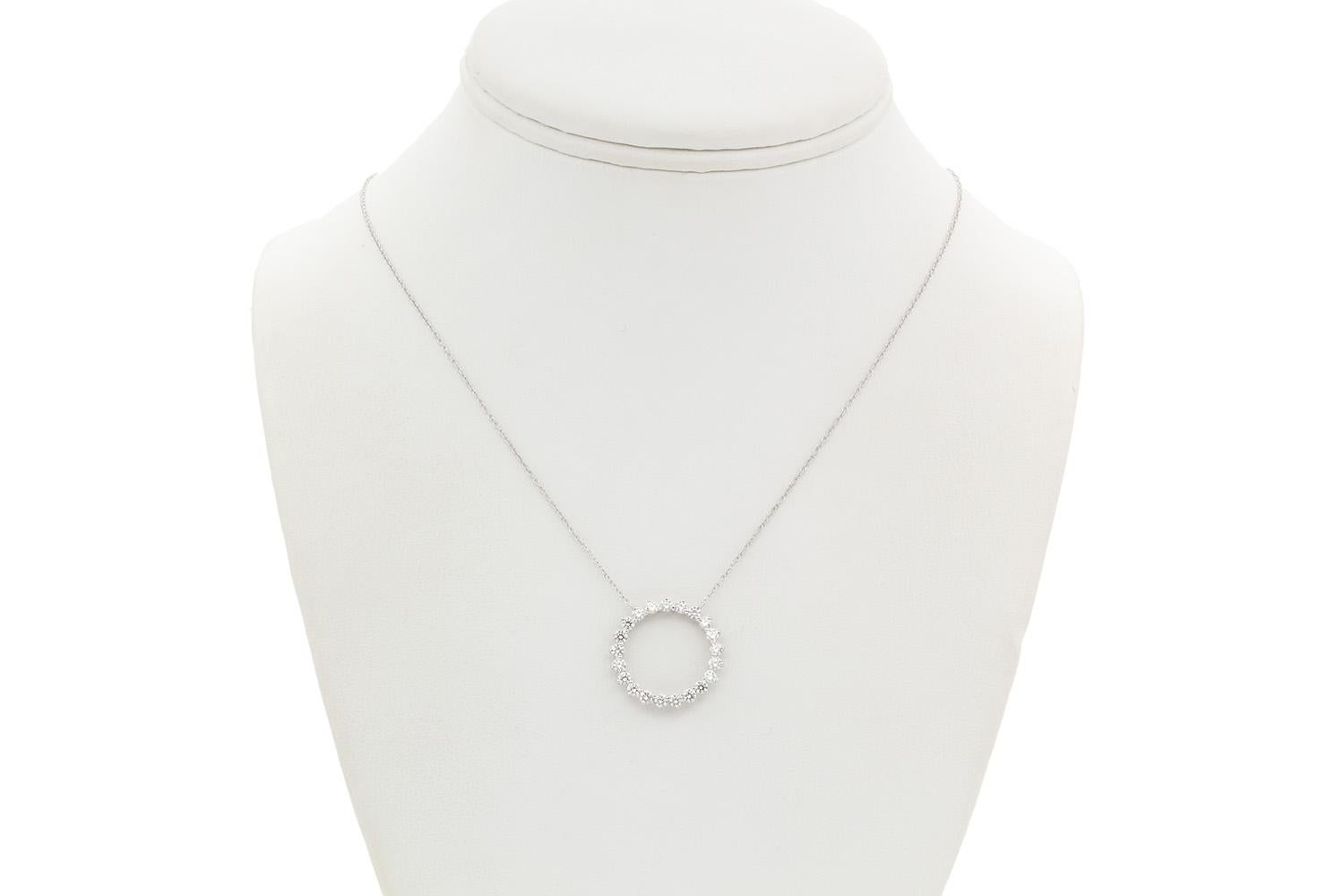 Tiffany & Co. Open Circle Platinum & Diamond Medium Pendant Necklace 2