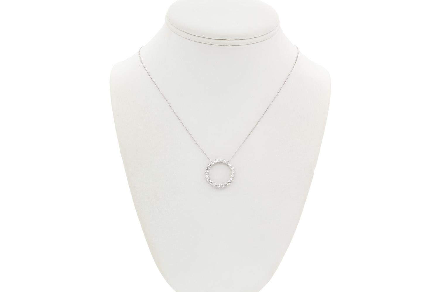 Tiffany & Co. Open Circle Platinum & Diamond Medium Pendant Necklace 3
