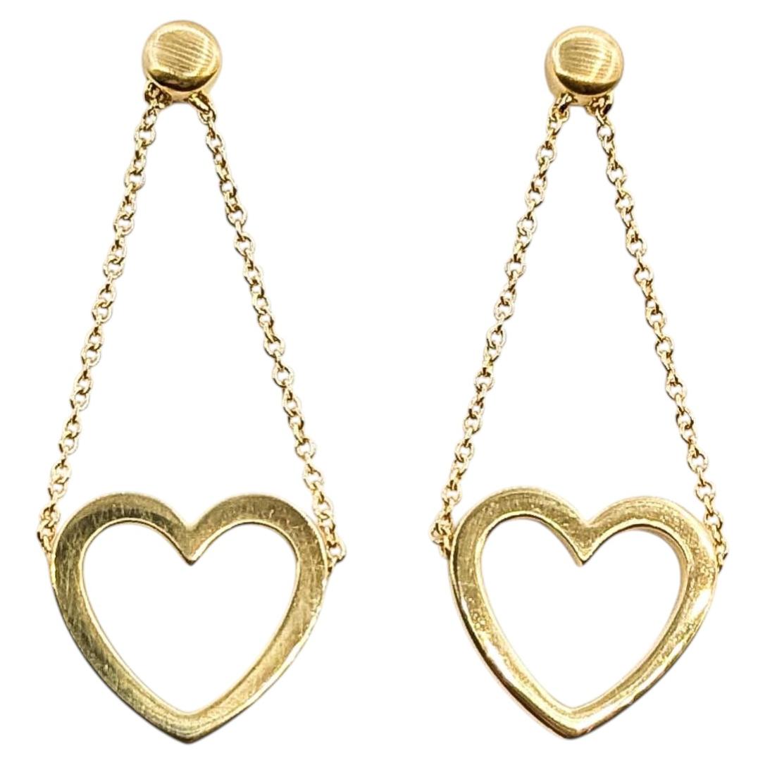 Tiffany & Co. Open Heart Dangle Earrings in 18k Yellow Gold