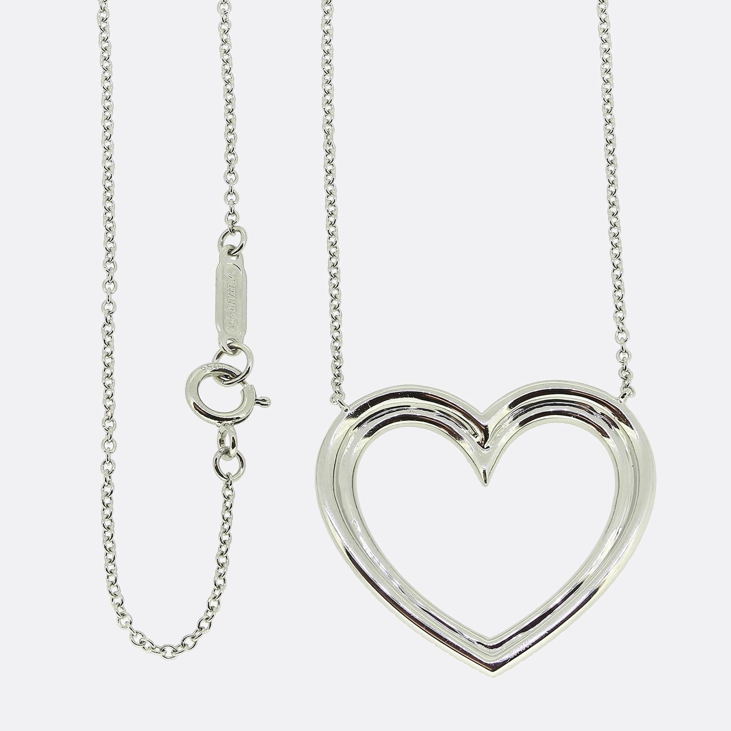 Brilliant Cut Tiffany & Co. Open Heart Diamond Pendant For Sale