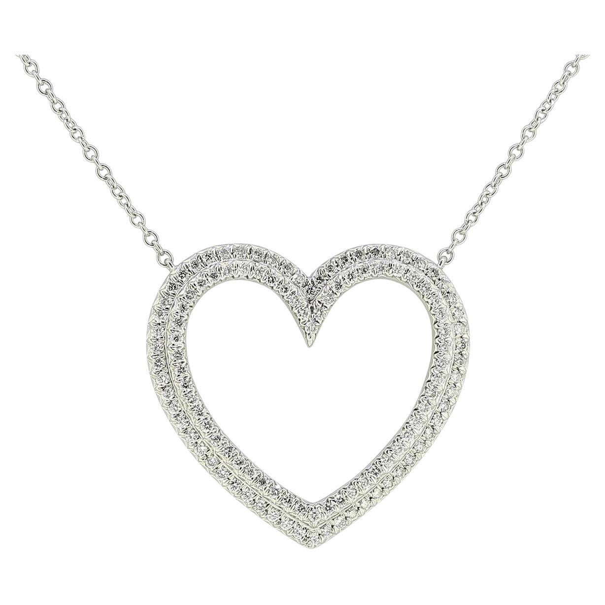 Tiffany & Co. Open Heart Diamond Pendant For Sale