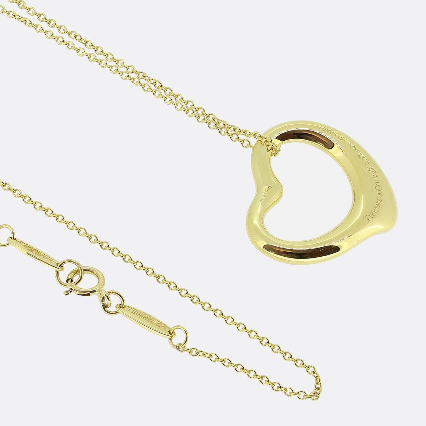 Brilliant Cut Tiffany & Co. Open Heart Diamond Pendant Necklace For Sale