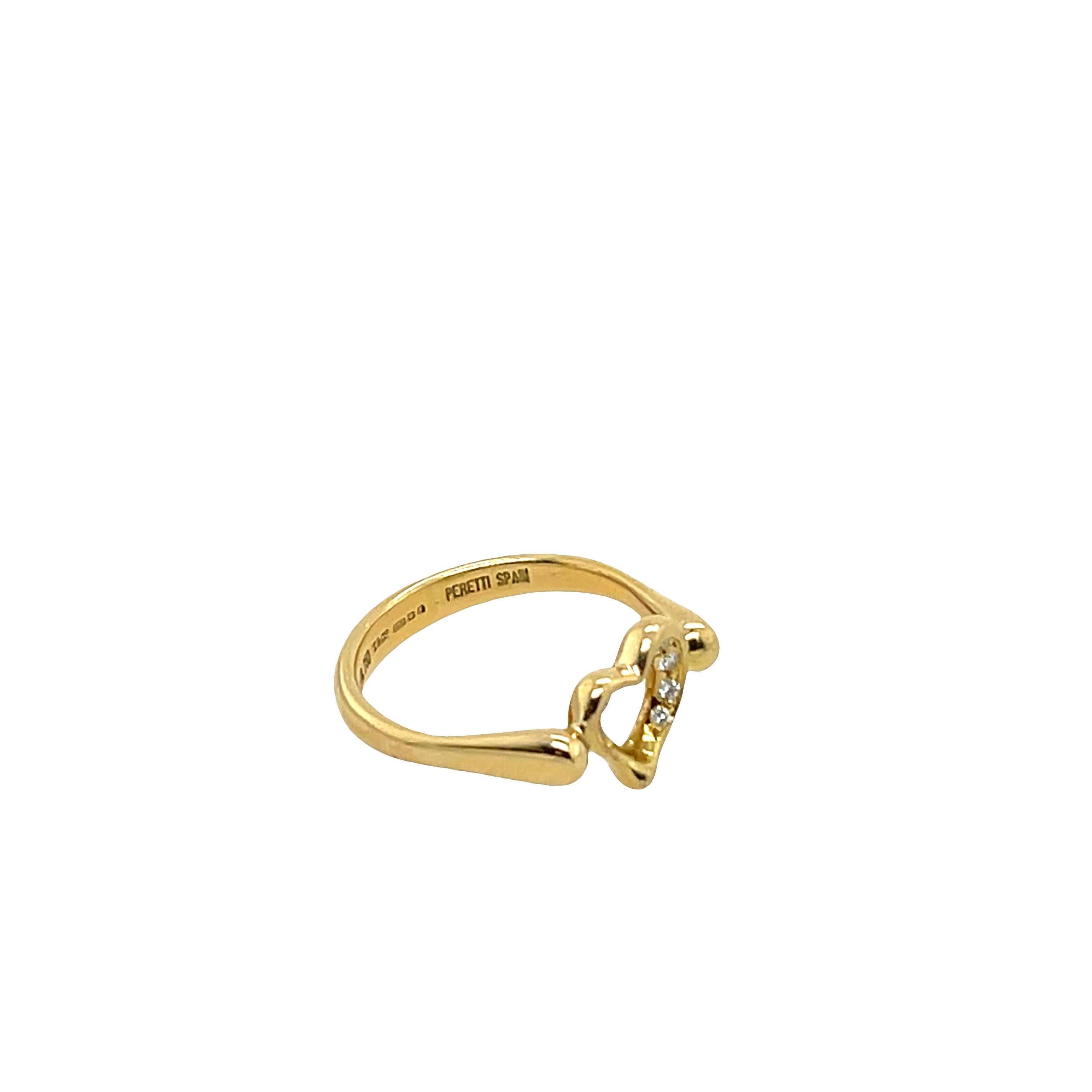 Tiffany & Co. Open Heart Diamond Ring in 18ct Yellow Gold Corte redondo en venta